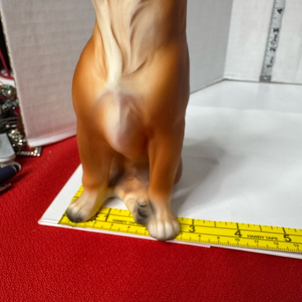 Boxer Vtg Dog Figurine 7” brown tan black it’s ceramic or porcelain 1970’s ? - Picture 10 of 14